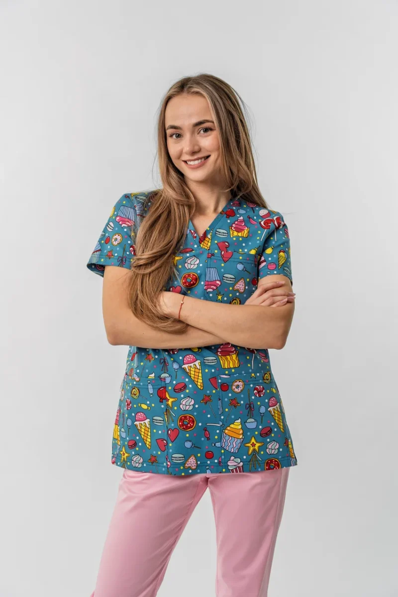 Bluză medicală Ana imprimeu - imagine 4