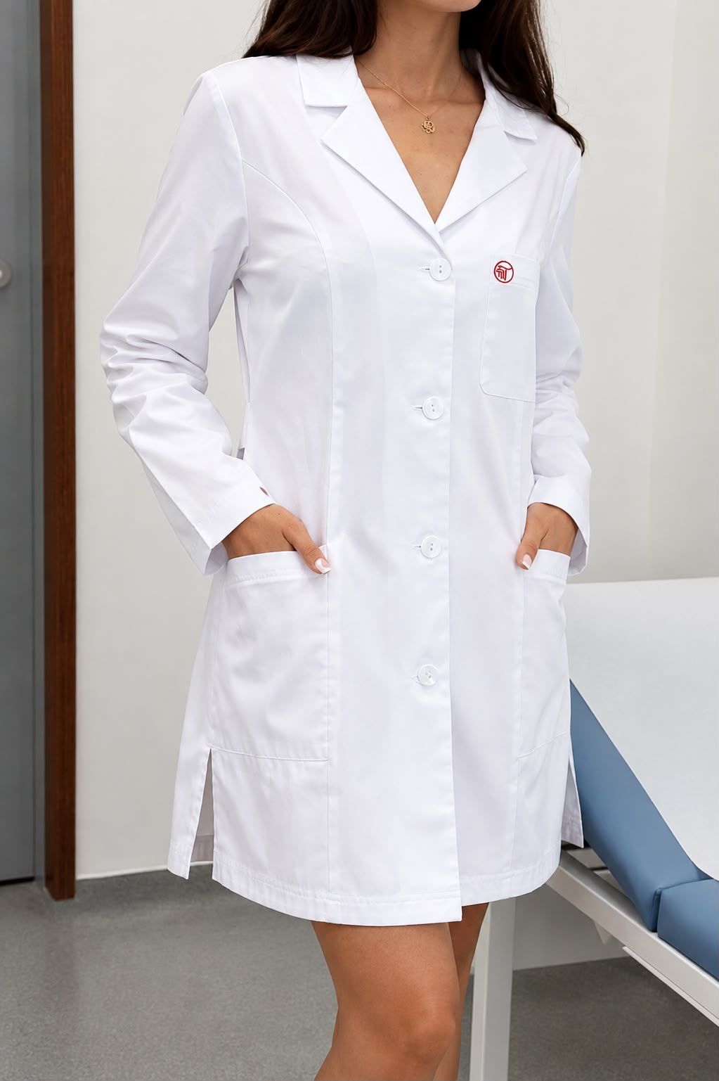 Halat medical Bianca 3/4 pentru studenți, alb, de damă - imagine 5